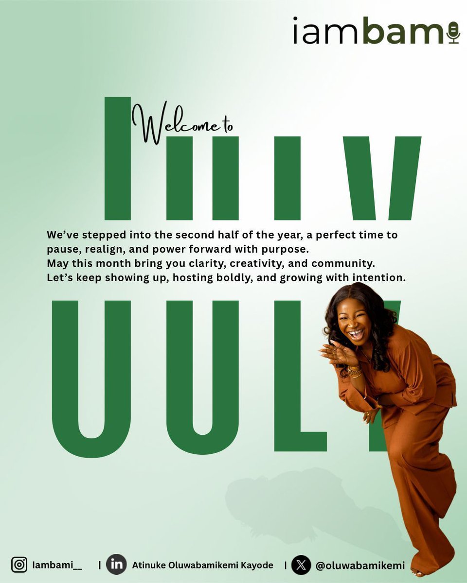 oluwabamikemi's tweet image. Welcome to the second half of the year folks 🚀🚀🚀

#HelloJuly #NewMonth #SecondHalf #CommunityBuilder #iambami