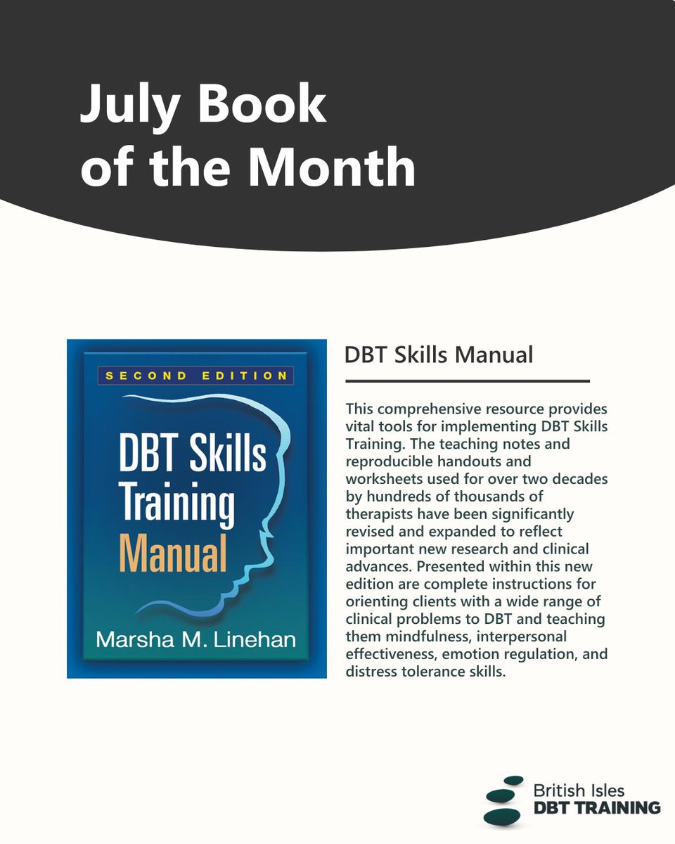 It's a new month, which means a new Book of the Month  📚

Get 10% off the DBT Skills Manual by Marsha M. Linehan this July!

Use code: DBTTCMS102025 at checkout!

dbt-training.co.uk/product/dbt-sk…

#bookofthemonth #dbtbooks