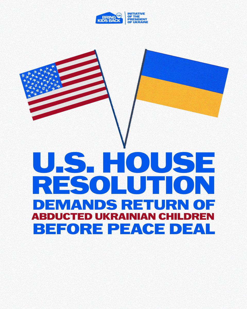Bring Kids Back UA (@bringkidsbackua) on Twitter photo This week, U.S. Representatives <a href="/RepMcCaul/">Michael McCaul</a> and <a href="/RepGregoryMeeks/">Rep. Gregory Meeks</a> introduced a bipartisan resolution in the House of Representatives calling for the return of abducted Ukrainian children before any peace agreement with Russia is finalized.
The resolution strongly condemns Russia’s This week, U.S. Representatives <a href="/RepMcCaul/">Michael McCaul</a> and <a href="/RepGregoryMeeks/">Rep. Gregory Meeks</a> introduced a bipartisan resolution in the House of Representatives calling for the return of abducted Ukrainian children before any peace agreement with Russia is finalized.
The resolution strongly condemns Russia’s