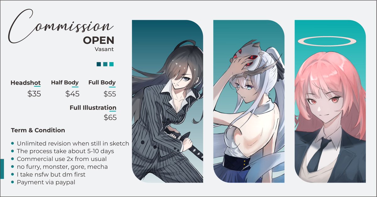 [RTs are very appreciated :3]   ❤ COMMISSIONS OPEN AGAIN ^^   You can DM on my Discord vasant1009#0000 For more info  Vgen link Are in my bio  #commissionsopen #VGen #VGenComms #VGenComm #手数料 #ArtCommission