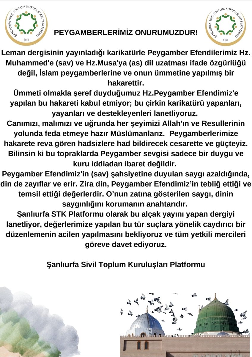 #PeygamberimizeHakaretSuçtur
#İfadeÖzgürlüğüDeğilNefretSuçu
#HzMuhammedOnurumuzdur
#KutsalaSaygı