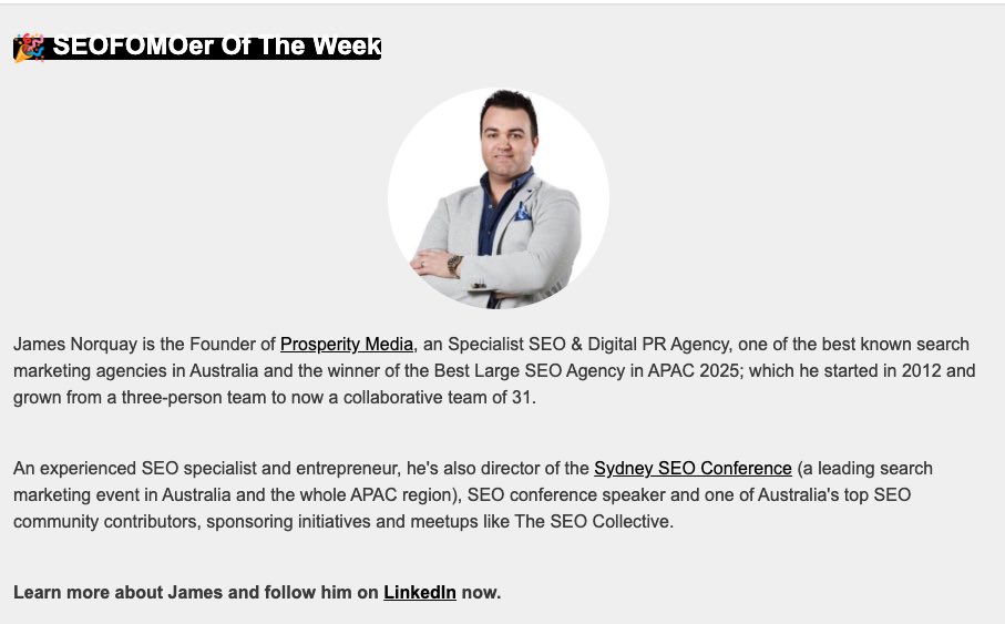 James Norquay (@connections8) on Twitter photo Thank you for the kind mention .<a href="/aleyda/">Aleyda Solis šļø</a> I try to do as much as I can for the whole SEO industry in Australia, bringing great people down to speak at events, sponsoring events and sharing knowledge. Thank you for the kind mention .<a href="/aleyda/">Aleyda Solis šļø</a> I try to do as much as I can for the whole SEO industry in Australia, bringing great people down to speak at events, sponsoring events and sharing knowledge.