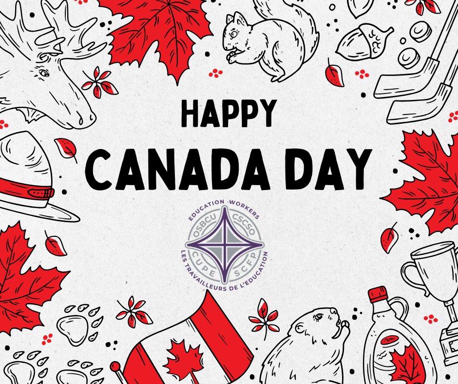 osbcucscso's tweet image. 🎉Happy Canada Day! Let’s celebrate with parades, fireworks, and laughter! 🍁✨ Enjoy barbecues with loved ones and embrace our culture. What are your favorite traditions? ❤️ #CanadaDay2025 #ElbowUp #PublicEducationMatters #CUPE #OSBCU #EducationWorkers