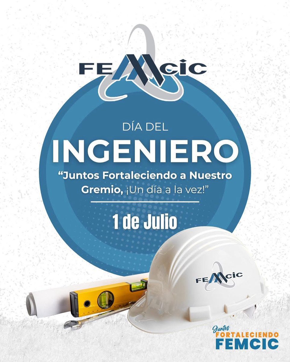 Hoy 1° de julio, celebramos el día más importante para las y los ingenieros civiles. 👷‍♀️👷‍♂️

Una fecha para conmemorar con orgullo nuestra vocación, pero sobre todo, para celebrar la fuerza, unidad y el compromiso del gremio.

#Diadelingeniero