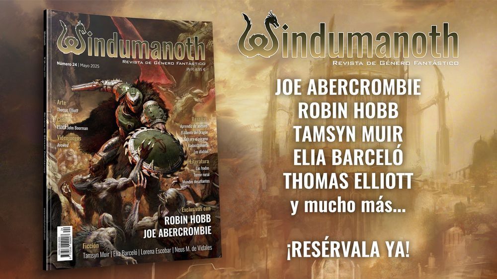 Atom Cómics (@atomcomics) on Twitter photo Nuevo número de la revista Windumanoth disponible en Atom Cómics.
Num 24: "Traemos ficción de Tamsyn Muir y Elia Barceló. Entrevistamos a Joe Abercrombie y Robin Hobb. Disfrutamos del arte de Thomas Elliott, ¡y mucho más!"
<a href="/Windumanoth/">Windumanoth</a>
atomcomics.net/windumanoth-24… Nuevo número de la revista Windumanoth disponible en Atom Cómics.
Num 24: "Traemos ficción de Tamsyn Muir y Elia Barceló. Entrevistamos a Joe Abercrombie y Robin Hobb. Disfrutamos del arte de Thomas Elliott, ¡y mucho más!"
<a href="/Windumanoth/">Windumanoth</a>
atomcomics.net/windumanoth-24…