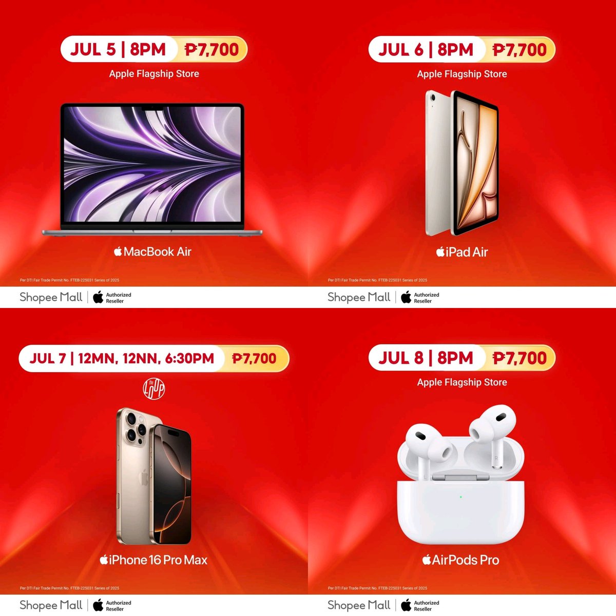 kfindsphil's tweet photo. Apple products for just ₱7,700 this July 1 to July 8! Set your alarms na!!🔥

Check out now from July 1-8:
📅 Jul 1-5 & 8: 8PM
📅 Jul 6: 8PM
📅 Jul 7: 12MN, 12PM, 6:30PM

Digimap: https://t.co/BqcYk67oaa
Apple Flagship Store: https://t.co/T7Wf644tx6
The Loop: https://t.co/GPVi8vrMOi