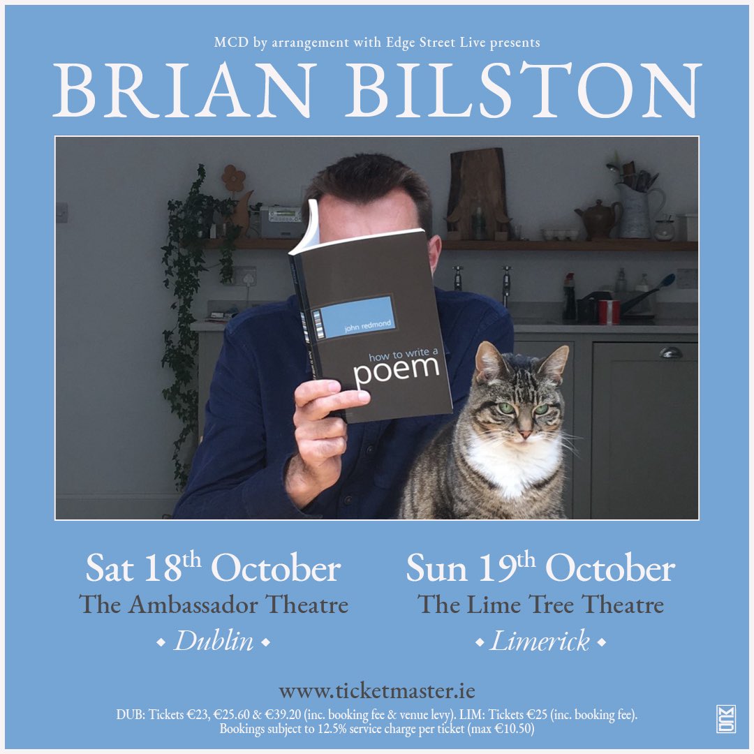 brian_bilston's tweet image. I’m coming back to Ireland this October to read some poems in what is set to be my most extensive tour there yet*:
17th: BELFAST
18th: DUBLIN
19th: LIMERICK
20th: DERRY
Tickets here: brianbilston.com/events/
Book now to guarantee disappointment.
