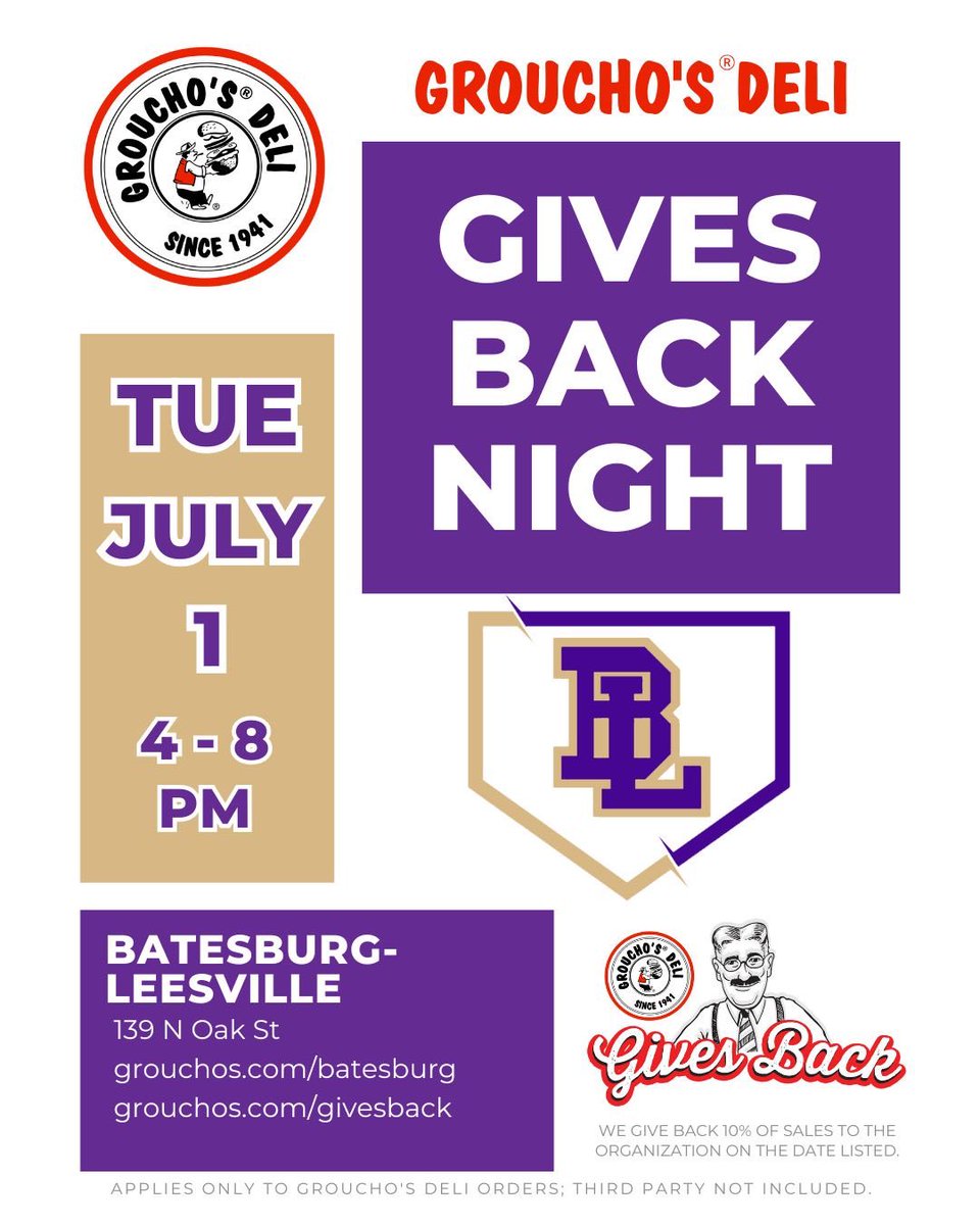 Brandon Shaw (@chsbravest) on Twitter photo Come out and support at local business and a great cause tonight. <a href="/GrouchosDeli/">Groucho’s Deli</a> on N. Oak Street in Batesburg is hosting a Give-Back night (4-8 pm) for the B-L Minor League All-Star team in preparation for their trip to the State Tournament in Georgetown, SC July 11-17. Come out and support at local business and a great cause tonight. <a href="/GrouchosDeli/">Groucho’s Deli</a> on N. Oak Street in Batesburg is hosting a Give-Back night (4-8 pm) for the B-L Minor League All-Star team in preparation for their trip to the State Tournament in Georgetown, SC July 11-17.