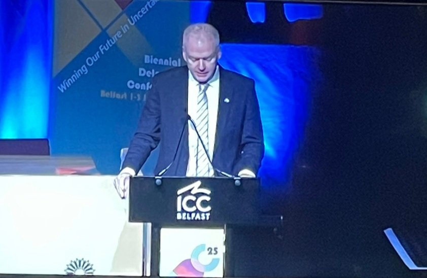 CWU NI Region attending Day one of BDC ICTU Conference Waterfront Hall Belfast. Kicked off this morning with address from ICTU President Justin McCamphill 💪 <a href="/CWUnews/">CWU</a> <a href="/ICTU/">ICTU</a> @