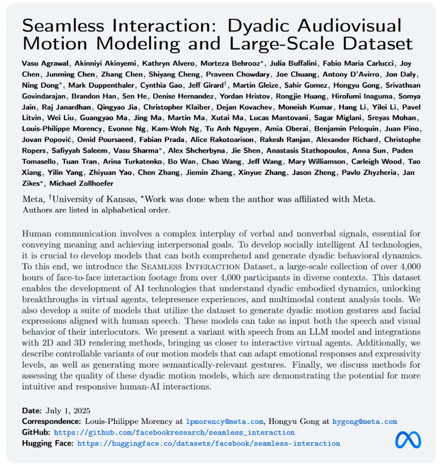 AIが会話中において”見た目の振る舞い”も実際の人間と見分けがつかないほど自然にこなせるような開発に成功したとのこと。

Metaの研究者らによる報告です。

研究者らは人間が無意識にやっている会話中の動作をAIに学習させました。