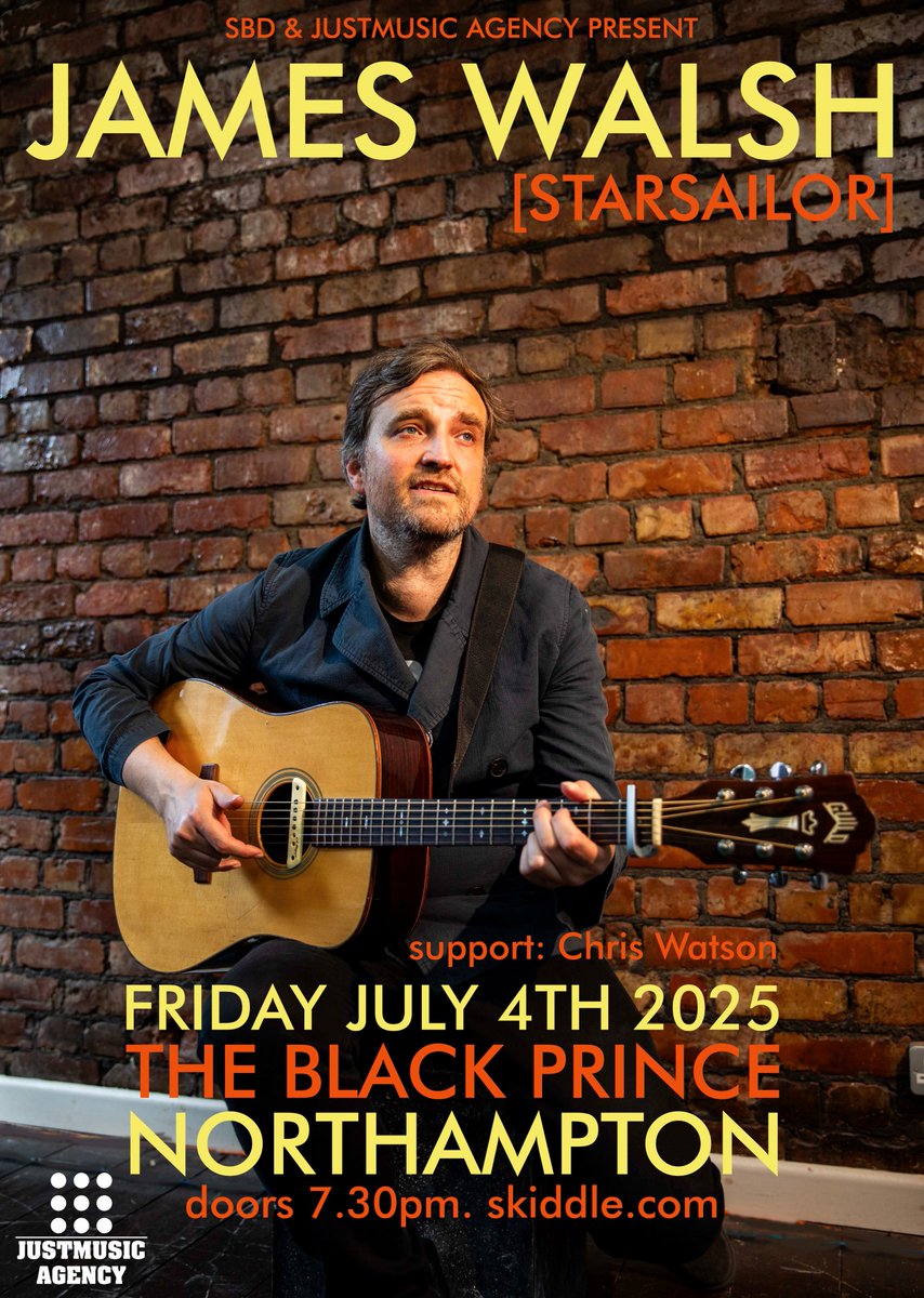 This Friday at <a href="/blackprincenn/">The Black Prince</a> Northampton the one &amp; only James Walsh from <a href="/Starsailorband/">Starsailor Official</a> returns! Support from Chris Watson [The Moons]

skiddle.com/e/40943851
#pleaseRT
<a href="/NNwhatson/">Northants What's On</a> <a href="/NrthmptonEvents/">NN Events</a> <a href="/LoveNorthampton/">LoveNorthampton</a> <a href="/NorthamptonUK/">Northampton - Northants Live</a> <a href="/NorthantsLife/">Northants Life</a> <a href="/northamptonlove/">Northampton Love</a> <a href="/northamptonmags/">Northampton Mags</a>