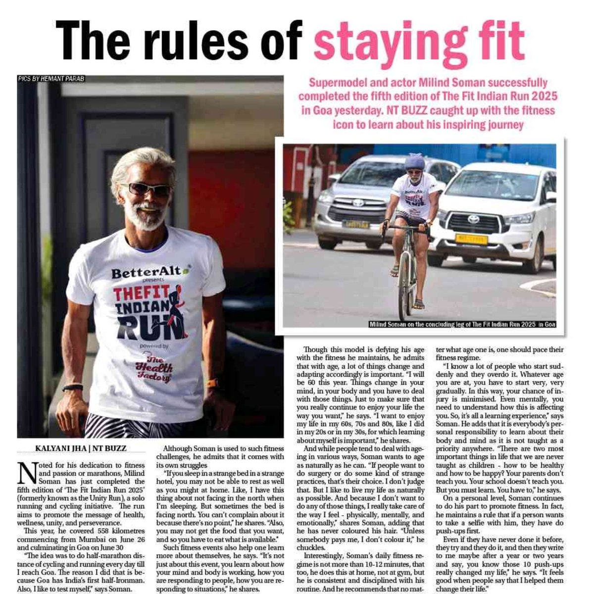 Navhind_Times's tweet photo. Supermodel and actor Milind Soman successfully completed the 5th edition of The Fit Indian Run 2025 in Goa yesterday. NT BUZZ caught up with the fitness icon to learn about his inspiring journey...
Article By: @kumar_kalyani
#fitindian #fitnessicon #supermodel #NavhindTimes https://t.co/9hNCUmS14N