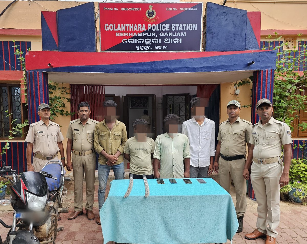 Golanthara PS Arrested 5 Antisocials, detains 1 Juvenile, Seizes 4 Firearms - 2 Rifles , 2 Pistols along with 4 Live ammunition.

#SuccessStories
#NewCriminalLaws