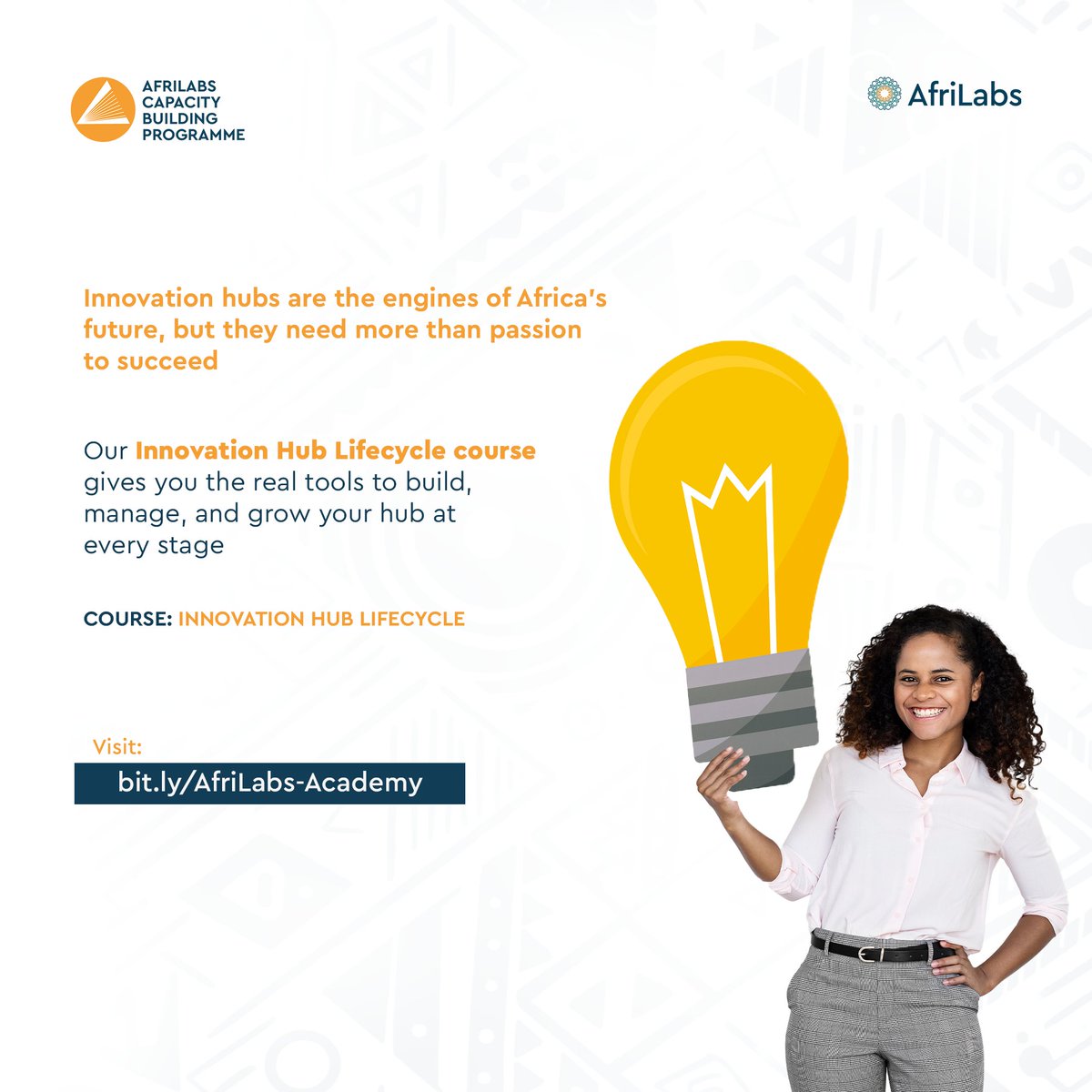 👉 Enrol for our course on Innovation Hub Lifecycle and join thousands of changemakers building stronger hubs across Africa.

🎯 Start learning now: Bit.ly/AfriLabs-Acade…