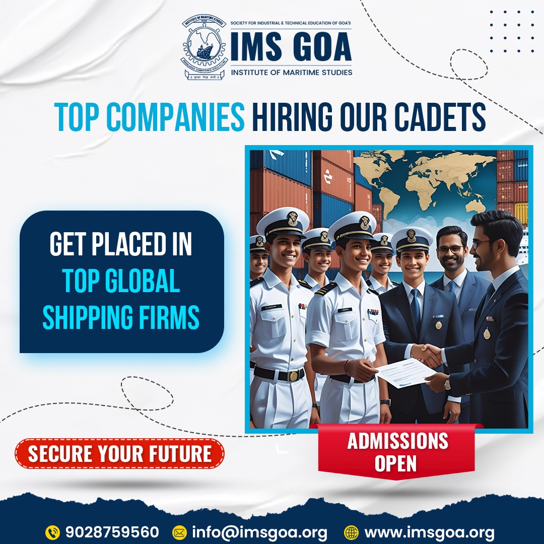 IMS_Goa's tweet image. 🎓 Dreaming of a Career at Sea? Start with IMS GOA! ⚓🌍 Top global shipping companies are hiring our cadets!🧭 Get trained, get placed, and set sail toward a rewarding maritime career.💼 100% placement assistance | DG Shipping Approved |World-Class Campus #IMSGOA #MaritimeCareer