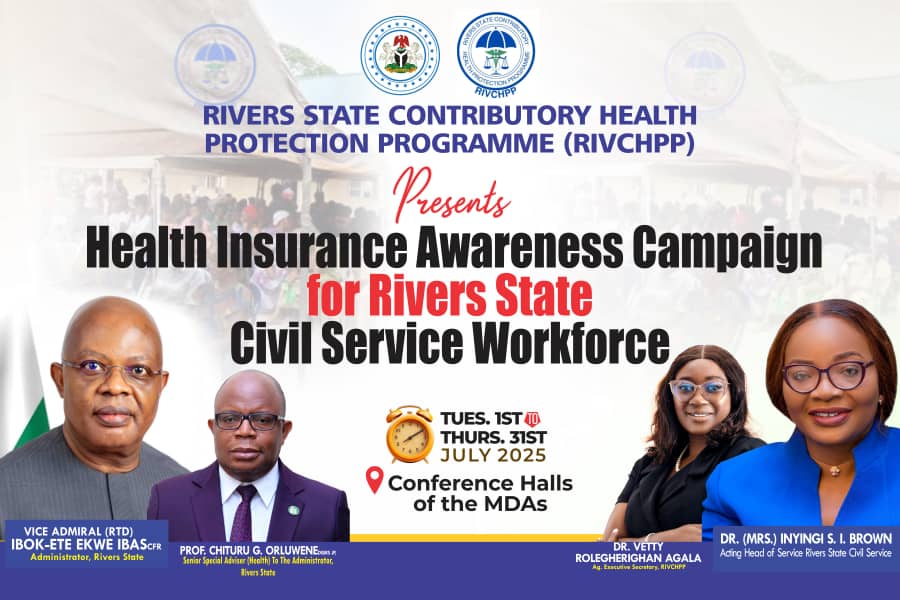 RVCHPP's tweet image. 🎉 Happy New Month, Rivers State!
This July, RIVCHPP begins sensitization across MDAs to onboard civil servants into the state health insurance scheme. No more out-of-pocket stress-just quality care for you & your family.
#Health4AllRivers #RIVCHPP #HappyNewMonth #CivilServants