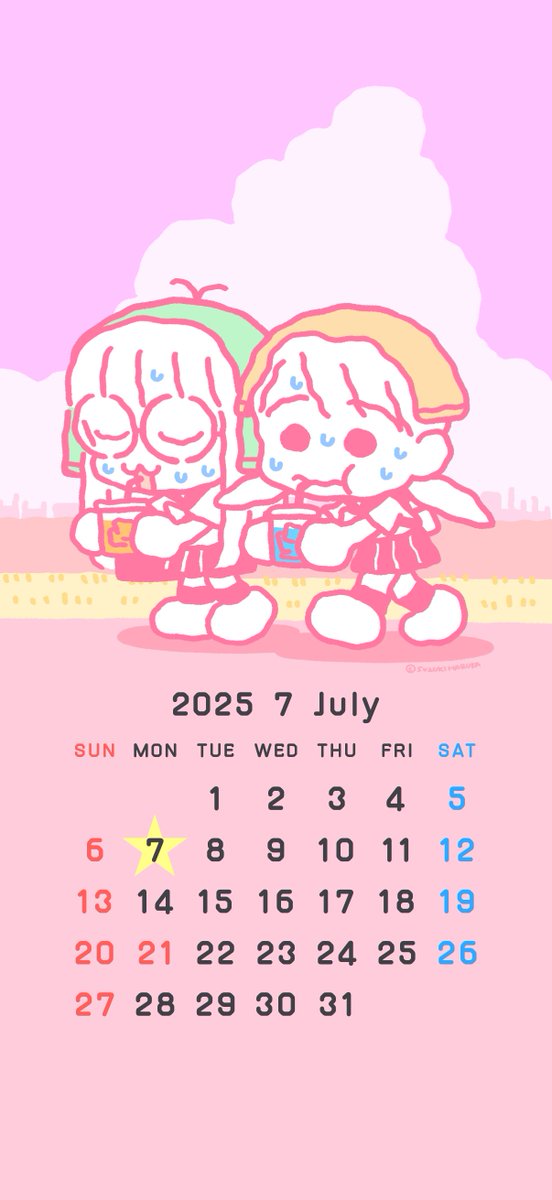 mo__da_me's tweet photo. 🥤7月のもうだめカレンダー&amp;壁紙☀️
※個人利用の範囲でお使いください
#もうだめ #カレンダー #壁紙 https://t.co/szBfm3wBqm