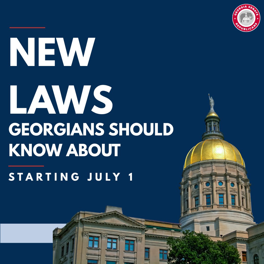 GASenateGOP's tweet image. Promises made. Promises kept. As of July 1, a number of the new laws your Senate Republicans fought for take effect. We delivered real conservative victories for Georgia families and won’t stop working for the Georgians who put their trust in us to lead.
A complete list of…