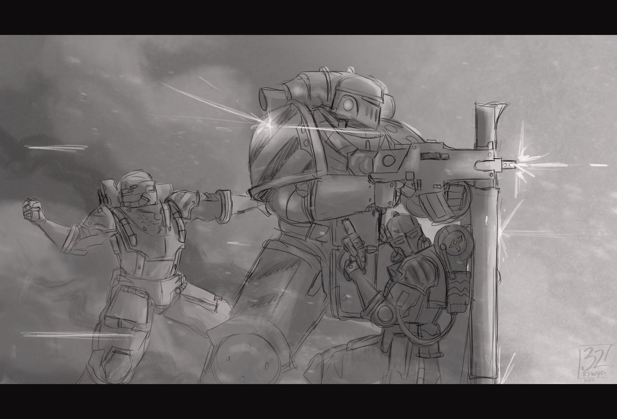 Started as a work doodle, but I got a lil carried away once I got home.

Anyway peace love Selucid Thorakites 🫶

#Warhammer #HorusHeresy