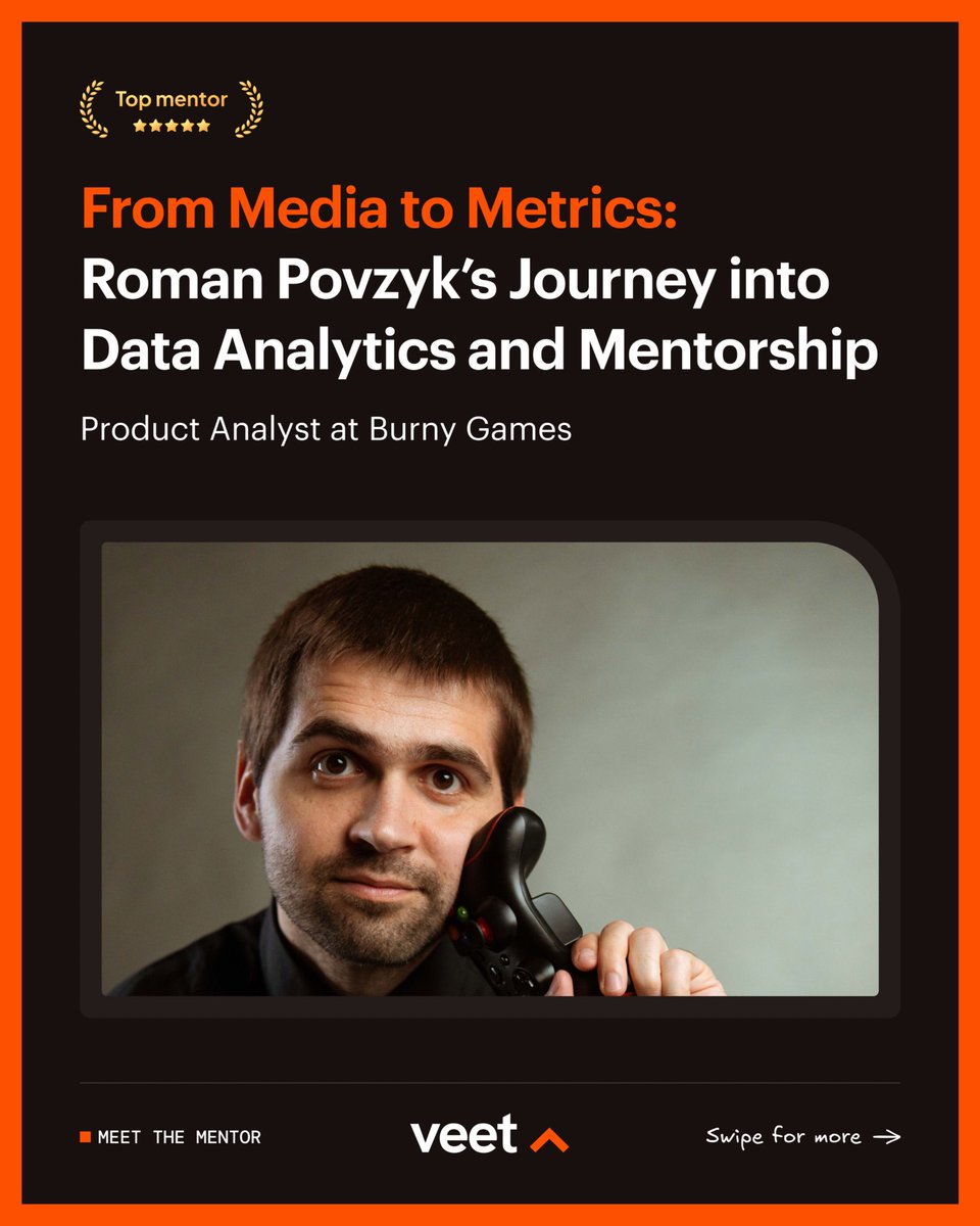 Veet (@joinveet) on Twitter photo What happens when a media professional turns data enthusiast? You get a mentor like <a href="/romanpovzyk/">Roman Povzyk</a>
In this Interview, Roman shared how he transitioned from project and social media management into a solid career in data analytics; landing roles and now helping others do the same. What happens when a media professional turns data enthusiast? You get a mentor like <a href="/romanpovzyk/">Roman Povzyk</a>
In this Interview, Roman shared how he transitioned from project and social media management into a solid career in data analytics; landing roles and now helping others do the same.