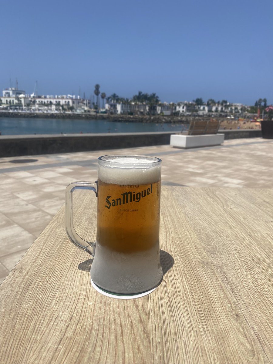 Frozen pint of san Miguel @ puerto Mogán