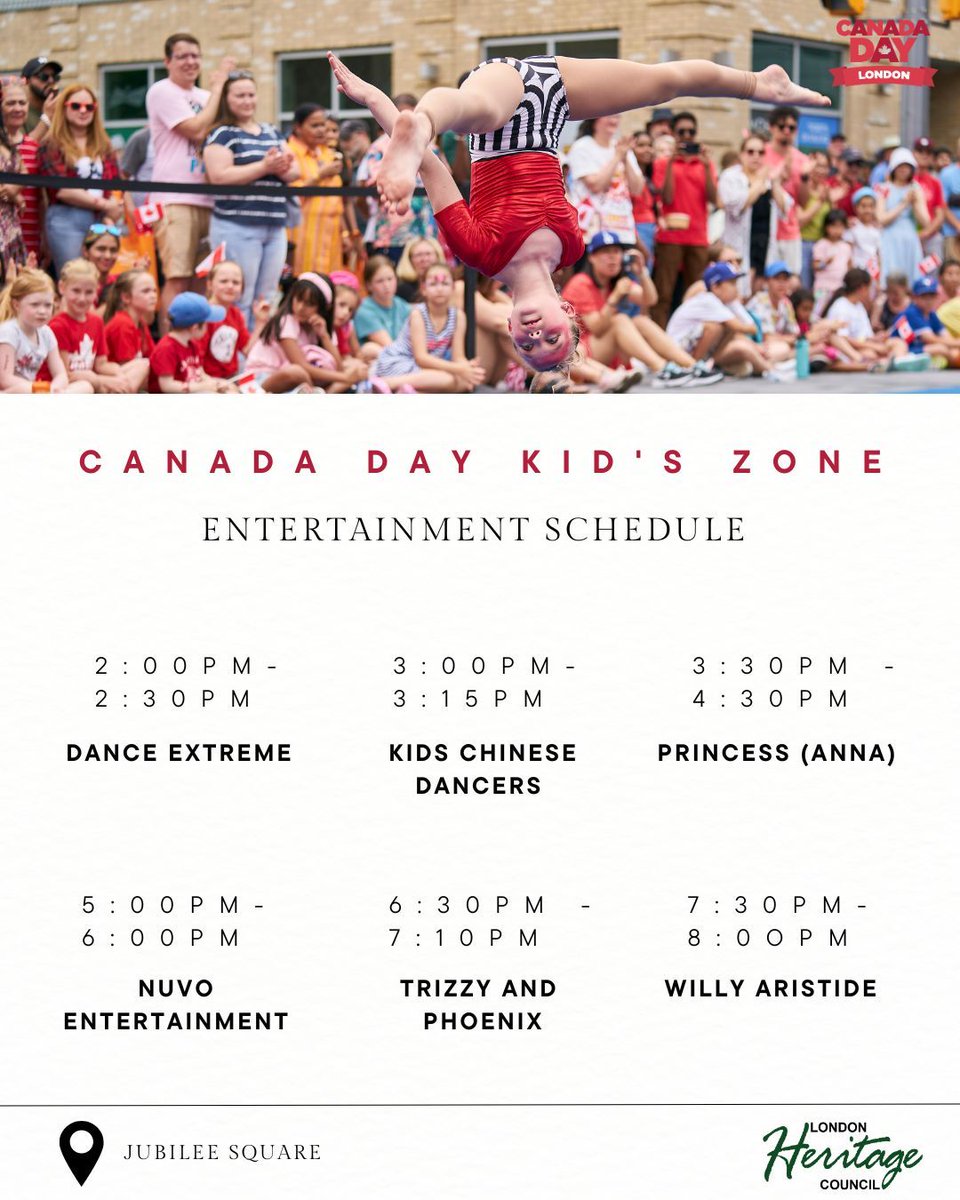 🎉 Happy Canada Day, London! 

We’ve got an unforgettable day planned for you — and here’s your full entertainment schedule! 🎤🕺
From cultural performances to live music and fireworks 🎆, there's something for everyone.

londonheritage.ca/canadadaylondon
#CanadaDayLondon #CanadaDay2025