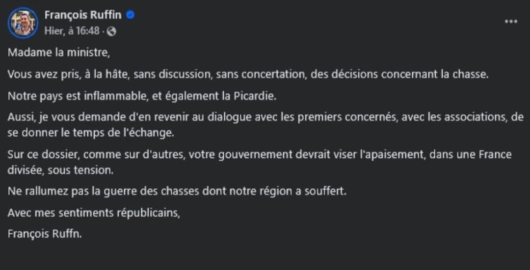 Comment Ruffin parle de la Nature dans son programme VS en coulisses

L'homme qui a refusé de dénoncer la chasse à courre dans sa région appelle maintenant à ne pas "rallumer la guerre des chasses".

🌚Ni "grand soir" ni "petit matin" avec ces populistes, rien qu'une longue nuit.