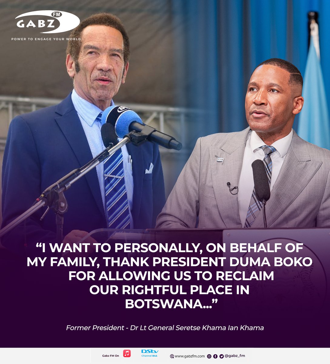 "I want to personally, on behalf of my family, thank President Duma Boko for allowing us to reclaim our rightful place in Botswana among our fellow citizens, and for attending my sister’s funeral , something which we were prevented from doing."

#SirSeretseKhamaDay