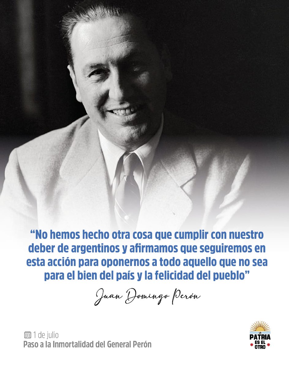 patriaeselotrok's tweet image. 🔆🇦🇷 A 51 años del paso a la inmortalidad del General Perón, eterno como su doctrina que vive en el corazón del pueblo peronista.
#PerónEterno