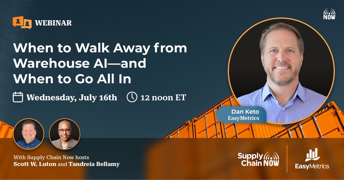 🚨 How is AI really helping warehouse ops?
 Join @Scottwluton, Tandreia Bellamy &amp; Dan Keto from @Easymetrics on July 16, 12 PM EDT.

 🎥 Register → hubs.ly/Q03tFZxp0