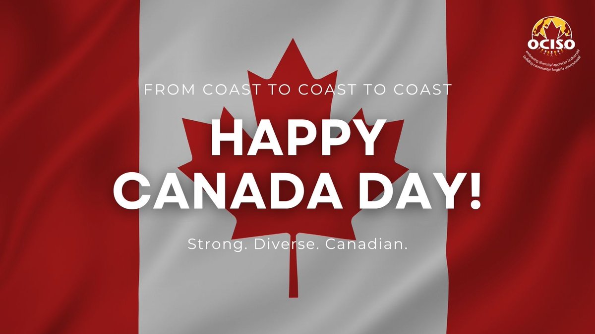 Happy Canada Day! 
Today, we celebrate the beauty of this land and the diversity of the people who call it home. 
Here’s to kindness, connection, and the communities we build—together. 

Please note: OCISO offices are closed today and will reopen on July 2.