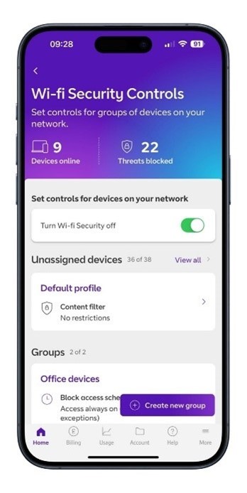Make the most of Business Broadband Pro with exclusive Wi-Fi Security Controls.
Take control of your network security now. Just switch on state-of-the-art Wi-Fi Controls in the BT Business app. It’s that simple to keep your business and your customers safe bit.ly/3WLiaYI