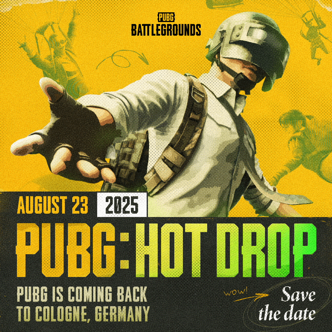 🔥 PUBG: HOT DROP COLOGNE 2025 is coming in HOT!
Join us on August 23 for the ultimate PUBG: BATTLEGROUNDS community event during Gamescom in Cologne, Germany!
Snacks, surprises, and squad-worthy memories — all going down in one unforgettable day 🎉

👉 pubg.promo/PUBGHotDrop2025