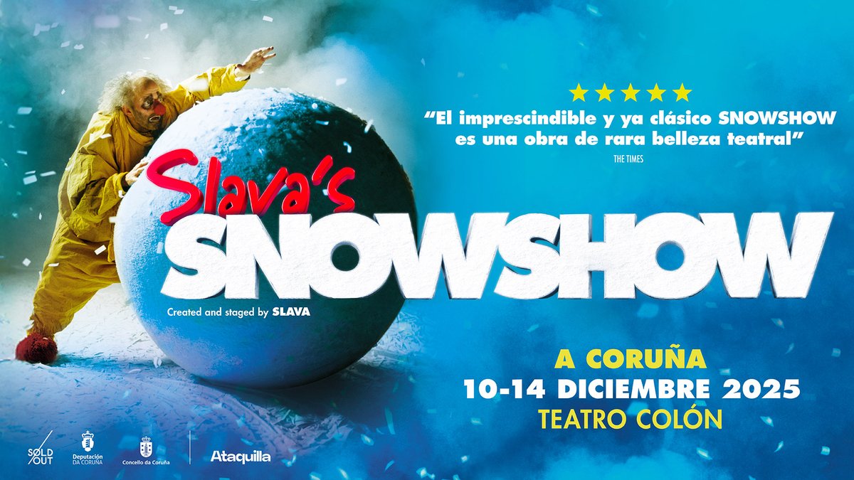 Slava Polunin, de la familia de Cirque du Soleil, colaborador en la creación de Alegría y posiblemente el clown en activo de mayor prestigio internacional, trae de a A Coruña su espectáculo más popular: Slava's Snowshow 🤡❄️

🎟️👉🏼 entradas.ataquilla.com/es/ventaentrad…