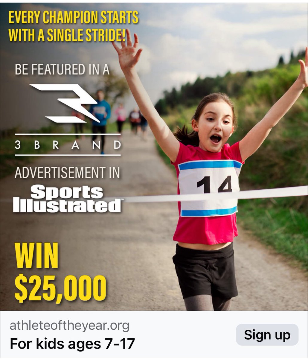 Do you have a child age 7-17? Looking for Youth Athlete of the Year for  Sports Illustrated Magazine and win $25K check out link below! <a href="/McNairUpperES/">McNair Upper ES</a> 
facebook.com/share/16rqLn4C…