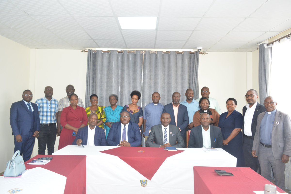 BishopStuartUni's tweet photo. This afternoon, the University Senior Management team, led by the Vice-Chancellor, Prof. John F. Mugisha, officially welcomed the newly appointed University Secretary, Mr. Nabaasa Medard. He takes over from Assoc. Prof. Noel Kansiime Kiiza, who has been serving in an acting... https://t.co/BfUE4IGqRn