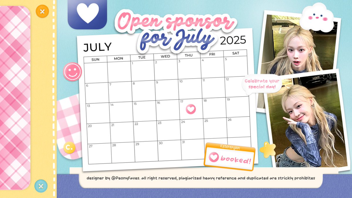 Help repost ya manteman, Grazie! 🍒🧺

Siapa yang lagi cari BA layout yang open sponsor di bulan Juli? Yuk kamu bisa kepoin dan booking tanggal di Audrey buat merayakan hari spesial-mu! Katalog serta info lebih lanjut bisa scroll down ya. >__< 🩷⭐️
#zonauang
