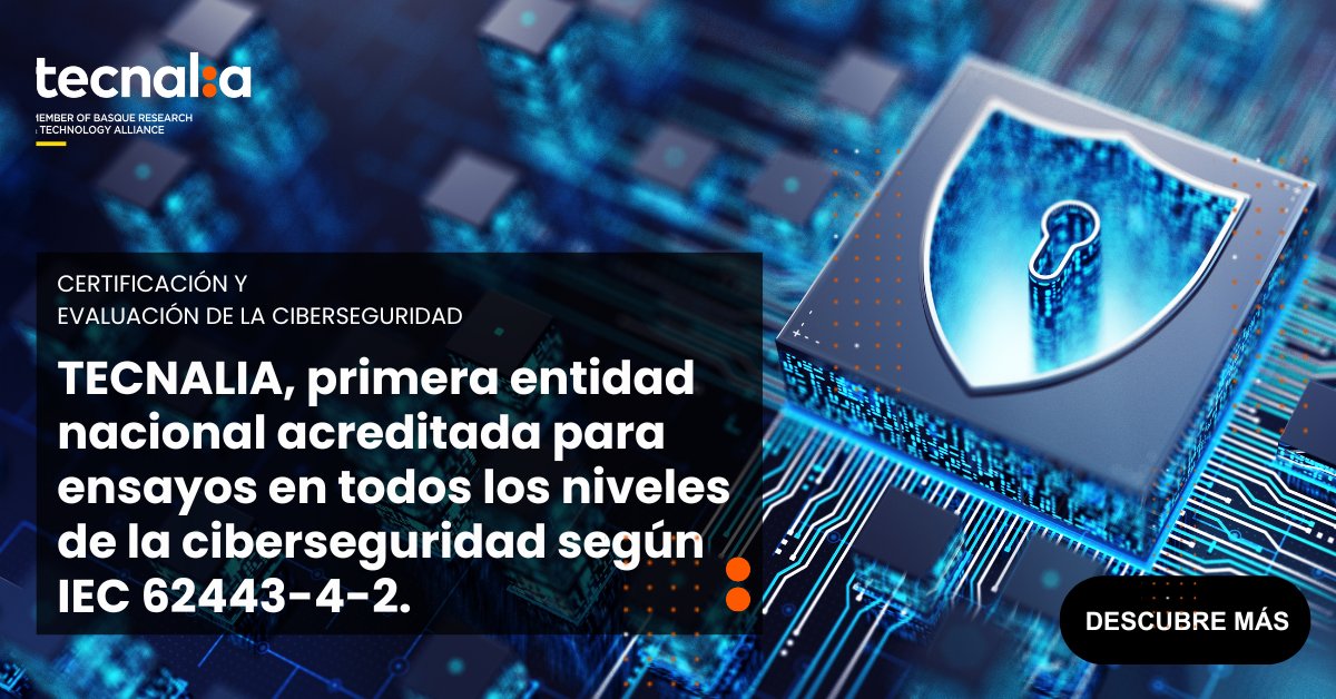 tecnalia's tweet photo. 👏 Nos convertimos en la primera entidad nacional acreditada por ENAC para realizar ensayos conforme a todos los niveles de seguridad de la norma IEC 62443-4-2.

Nos posicionamos a la vanguardia europea en evaluación de #CiberseguridadIndustrial .
👇👇
https://t.co/XMhXLeFBbU https://t.co/D53j2KOuyN