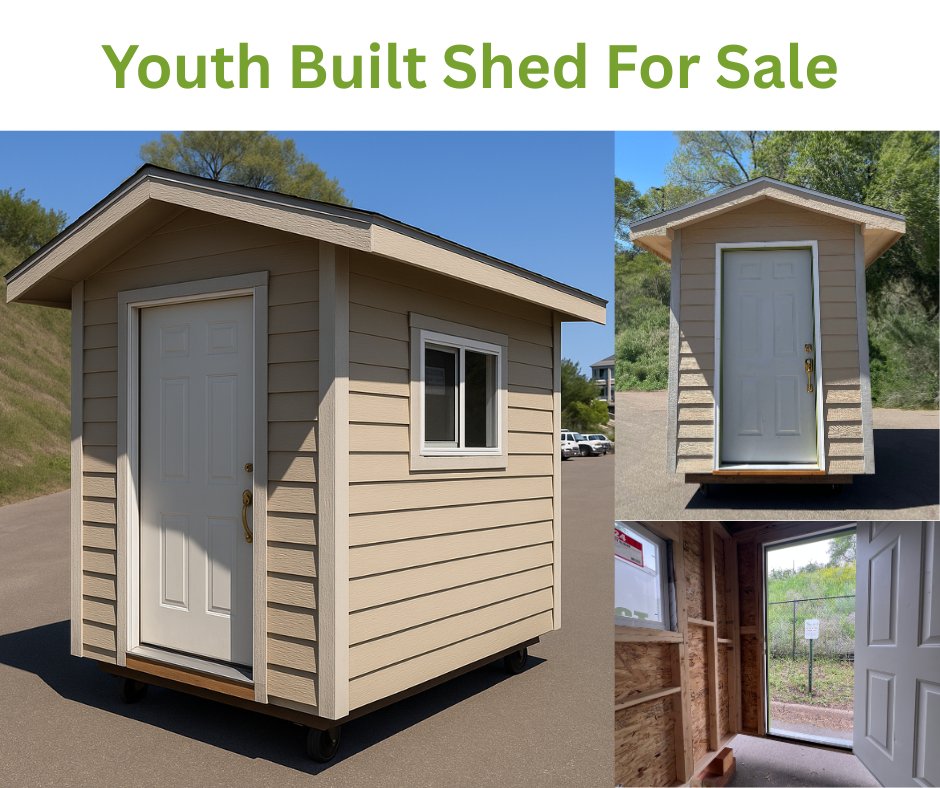Your backyard needs this shed! 🏡

Built by Tree Trust YouthBuild participants, it’s stylish, durable &amp; ready to transform your space.

🔨 50-yr siding | 🏠 30-yr roof
🪟 2 windows | 🚪 Steel door
🎨 Pre-primed &amp; ready to paint

Bid now 👉 givebutter.com/c/LJzyZI/aucti…