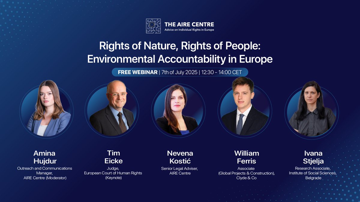 The Western Balkans is among the most polluted regions in Europe. From polluted rivers to deforestation, environmental harm is a daily reality. But how are our legal and institutional systems responding, and what more needs to be done?

Join the AIRE Centre for a high-level