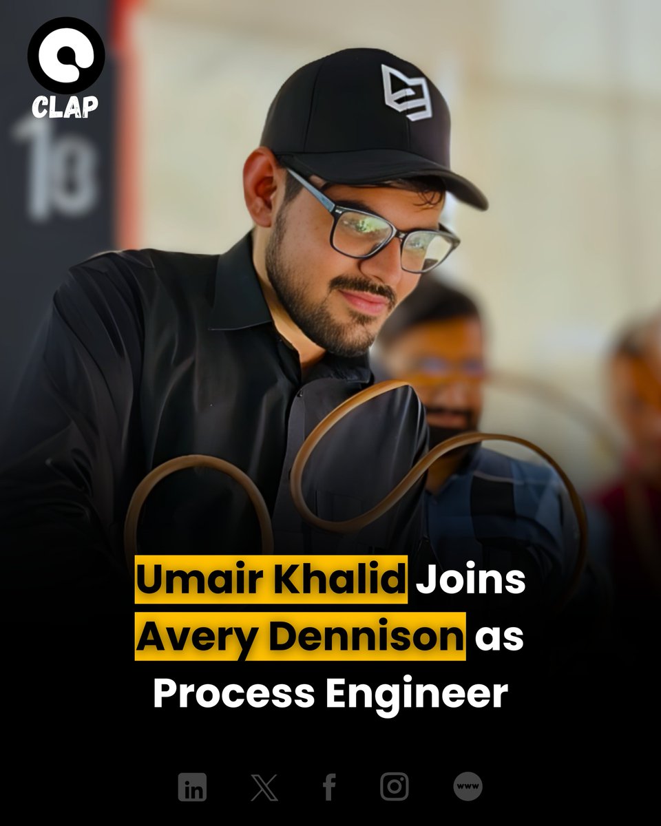 ClapPakistan's tweet image. Umair Khalid joins @AveryDennison as Process Engineer! A @NUSTOfficial Mechanical Engineer with experience at @Siemens, @safety_midas &amp;amp; PAC Kamra—driving innovation &amp;amp; efficiency.

#ProcessEngineering #AveryDennison #ClapRecognize #ClapPakistan #MechanicalEngineer