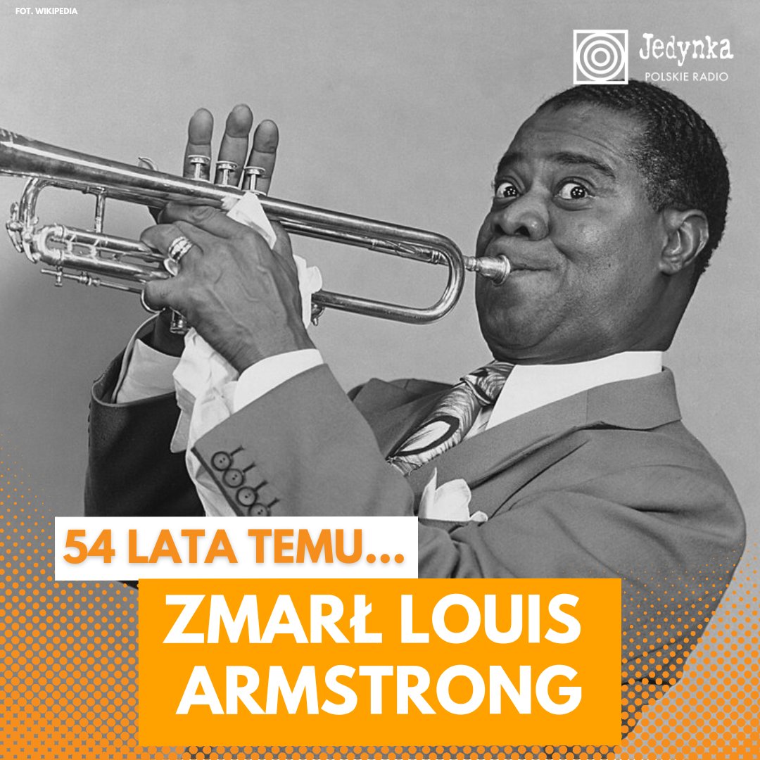 🔸 54 lata temu zmarł Louis Armstrong, legendarny amerykański trębacz i wokalista jazzowy🎶

➡️ Jego twórczość obejmuje m.in. utwory „What a Wonderful World”, „La Vie en Rose” i „Dream a Little Dream of Me”🎼