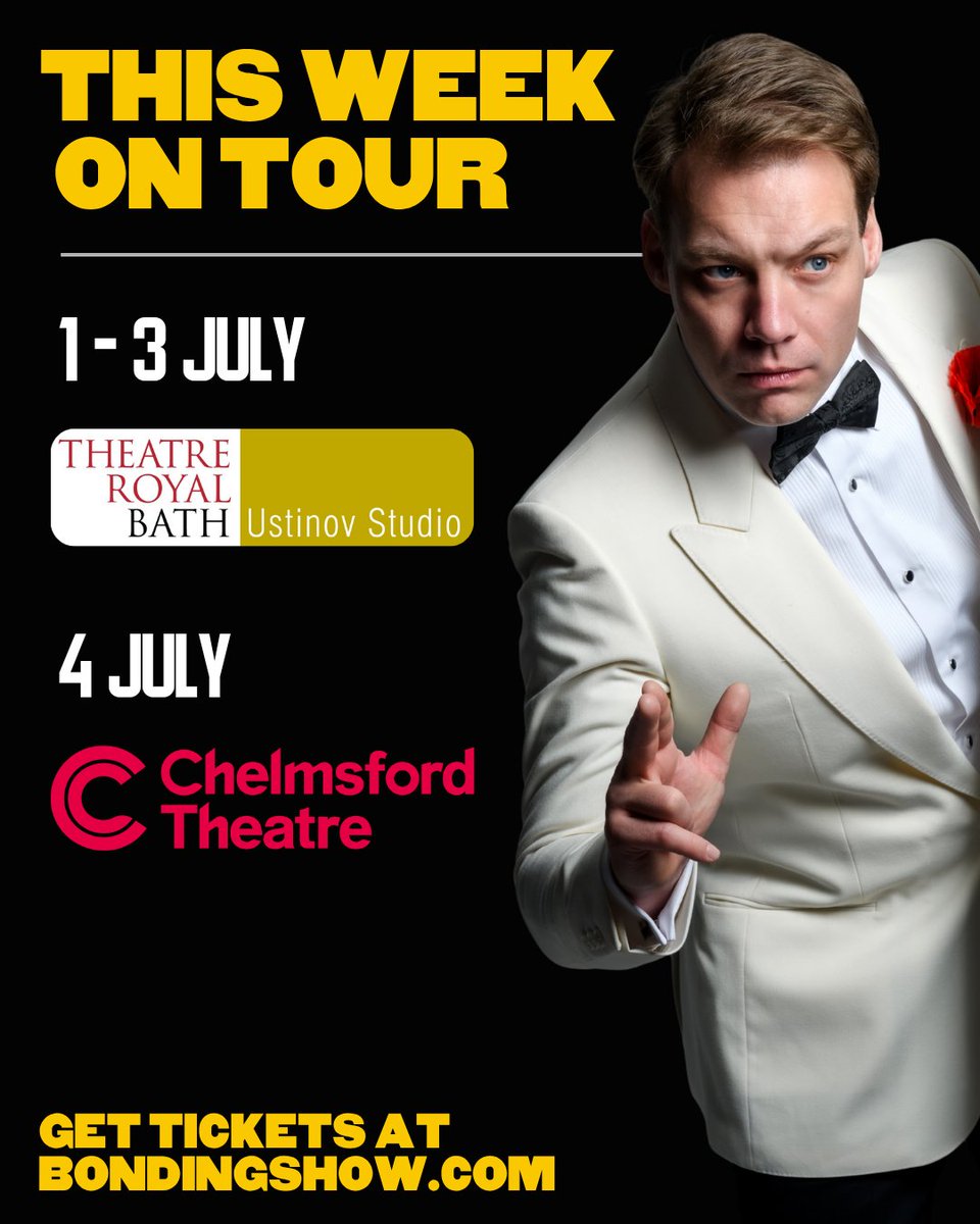 BondingShow's tweet image. The Bonding UK tour begins tonight!
The tour kicks off in Bath this evening at the Theatre Royal - Ustinov Studio. There's still a few tickets available across the nights in Bath so head to BondingShow.com to get your tix!
Next stop on the tour: Chelmsford on Friday!