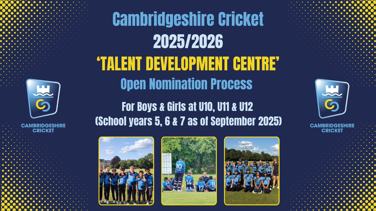 If your child is aged U10, U11 or U12 with experience of Hard Ball/Soft Ball cricket, Cambridgeshire Cricket TDC could be the perfect next step. Observations will be held in August for all players who are NOT currently in one of the TDC's.

forms.office.com/r/E3xi2eNctR