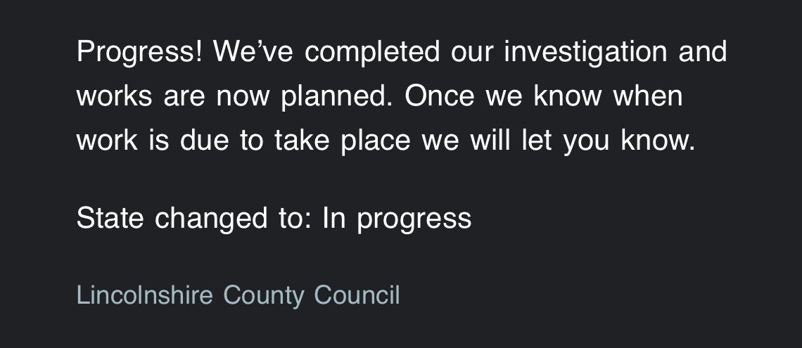 Positive updates from LCC.
Works expected in my ward, and in Hykeham Forum division. 

We can but ask.