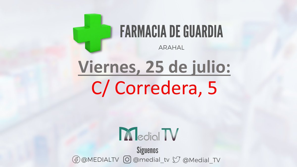 Farmacias de guardia para este viernes 25 de julio de 2025