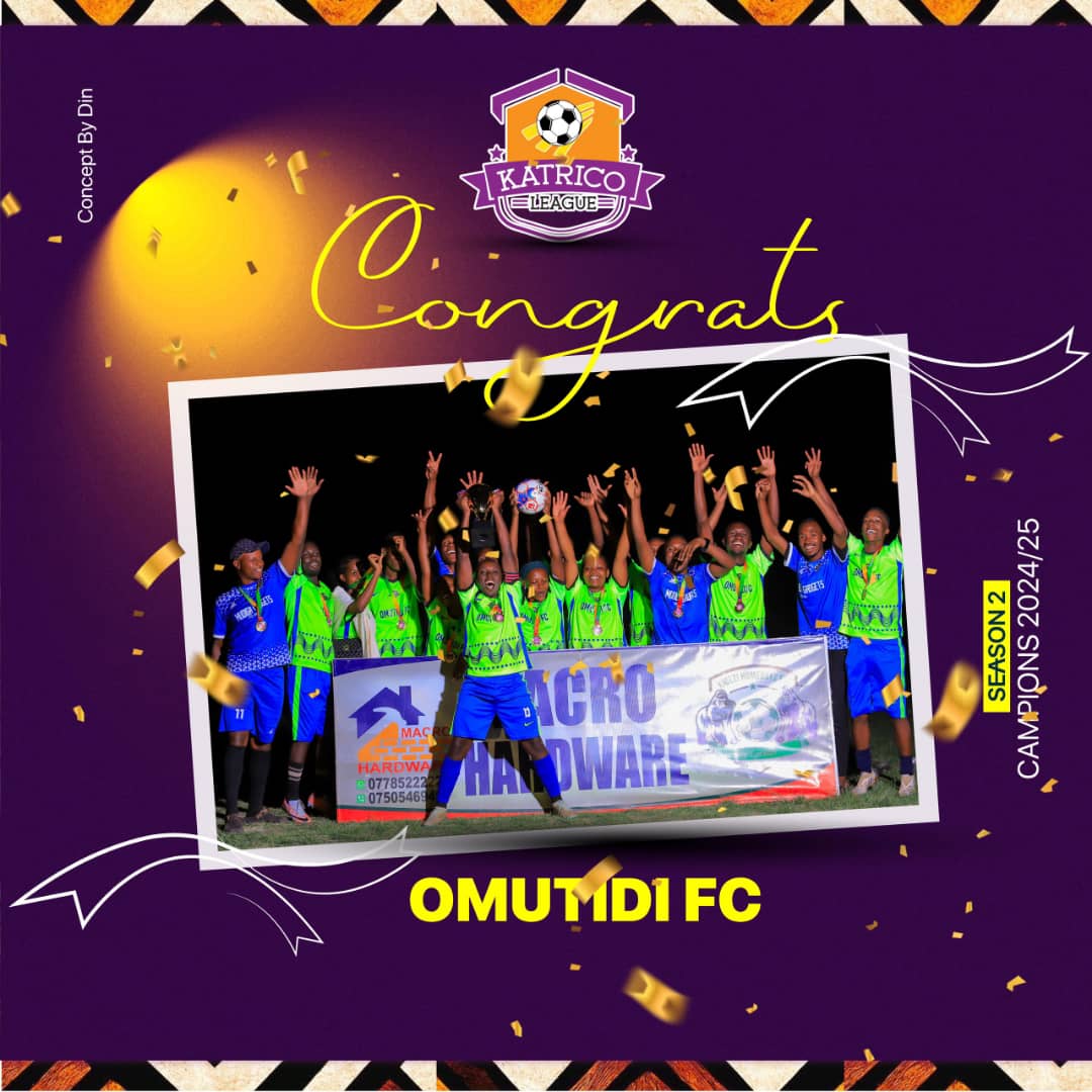 CONGRATULATIONS TEAM OMUTIDI 2015

 *THE CHAMPIONS OF KATRICO LEAGUE SEASON 2* 
#macroHardware
#Season3loading.......