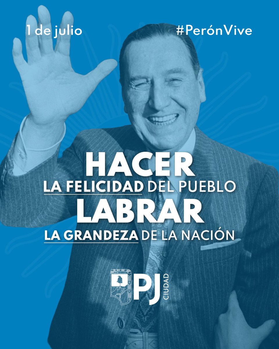 PJCiudad's tweet image. PERÓN VIVE.

Hoy más que nunca 👇🏼

"La misión del que gobierna un país es muy simple: hacer la felicidad del pueblo y labrar la grandeza futura de la Nación. No hay que sacrificar a una generación para que otra pueda disfrutar, que es ya un cuento muy viejo y conocido".