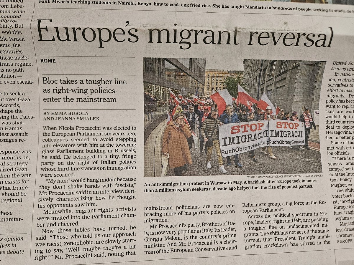 🇪🇺 From yesterday's New York Times "right-wing policies enter the mainstream"...