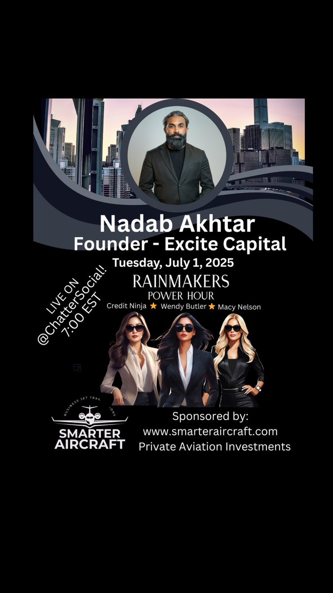 Wendy Butler Official (@thewendybutler) on Twitter photo The future of Ai…
SMARTER-FASTER-ADAPTIVE🌐
Join <a href="/CreditNinja8/">creditninja</a> , <a href="/MacyNelson13/">MacyNelson</a> and myself today at 7:00 EST as we interview Nadab Akhtar of Excite Capital to hear about Quantum inspired predictions, entrepreneurship, and the future of Ai.
Live on <a href="/Chatter_US/">Chatter</a>
Sponsored by: The future of Ai…
SMARTER-FASTER-ADAPTIVE🌐
Join <a href="/CreditNinja8/">creditninja</a> , <a href="/MacyNelson13/">MacyNelson</a> and myself today at 7:00 EST as we interview Nadab Akhtar of Excite Capital to hear about Quantum inspired predictions, entrepreneurship, and the future of Ai.
Live on <a href="/Chatter_US/">Chatter</a>
Sponsored by: